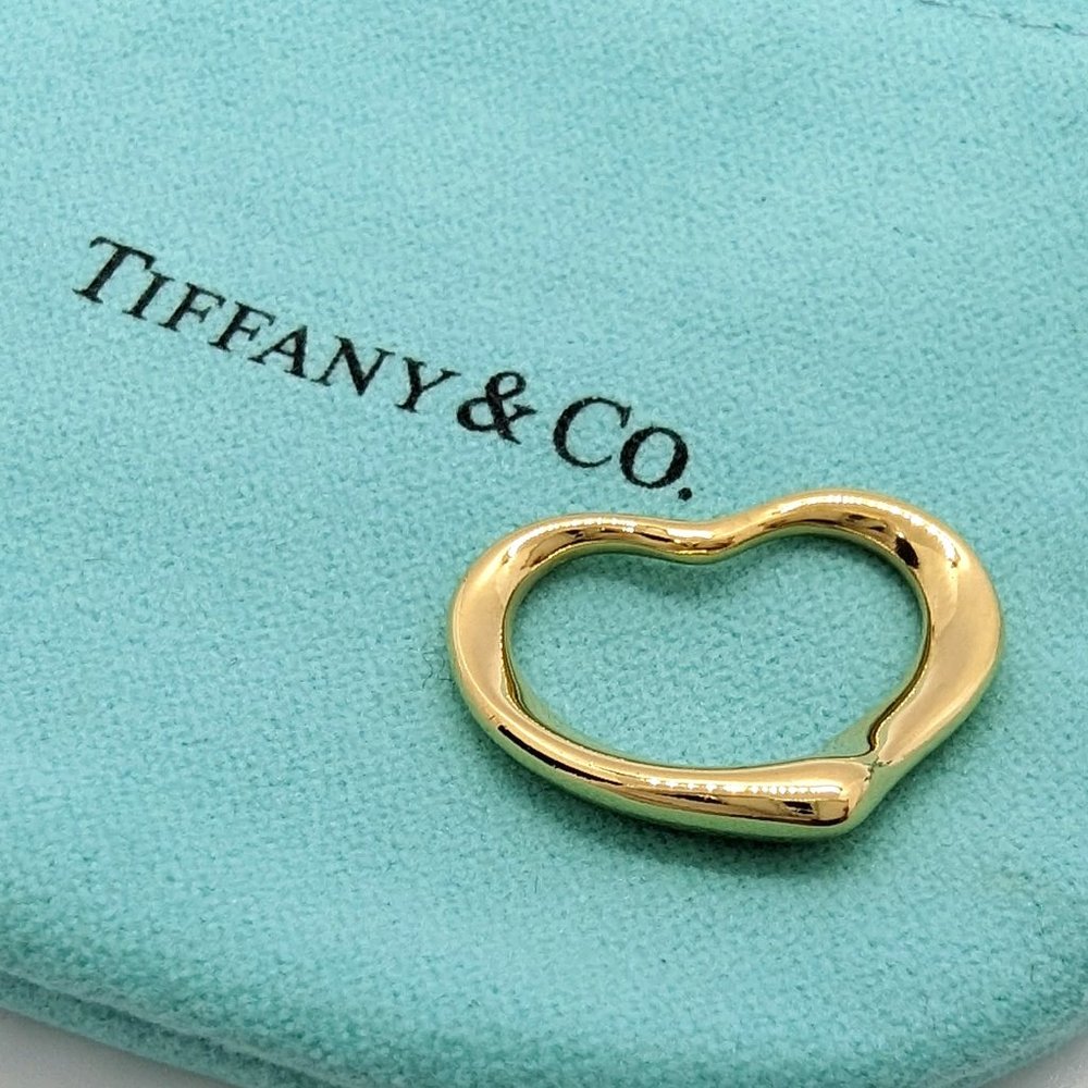 Tiffany & Co 18K Yellow Gold Elsa Peretti Open Heart Pendant 22mm